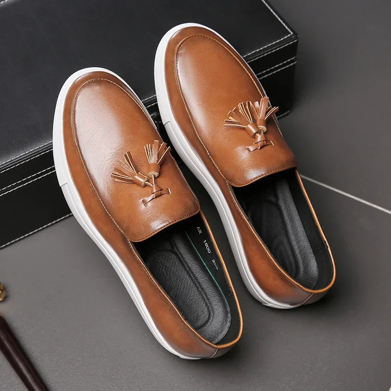 Summer Cross-Border Plus Size Board Shoes Men's Korean Version, One Foot Lazy Casual Leather Shoes European Station Men's Shoes