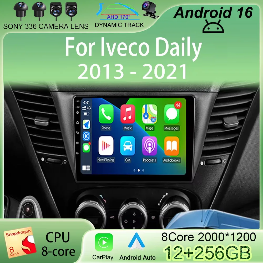 

Автомагнитола Android 16 с видео и мультимедиа для Iveco Daily 2013-2021, CarPlay, навигация GPS, QLED сенсорный экран