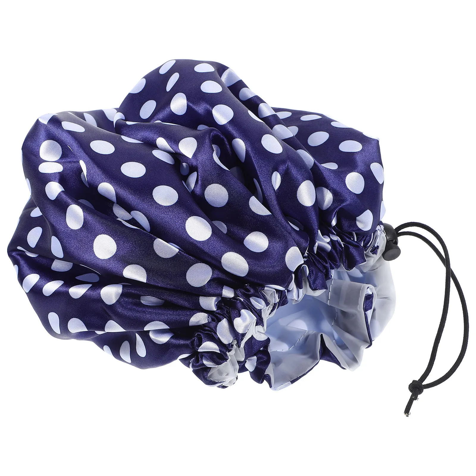 

Double Layer Shower Cap Waterproof Adjustable Women Bathing Hat Fashion Dot Pattern Hair Cap Sauna Bath Hat Shower Caps