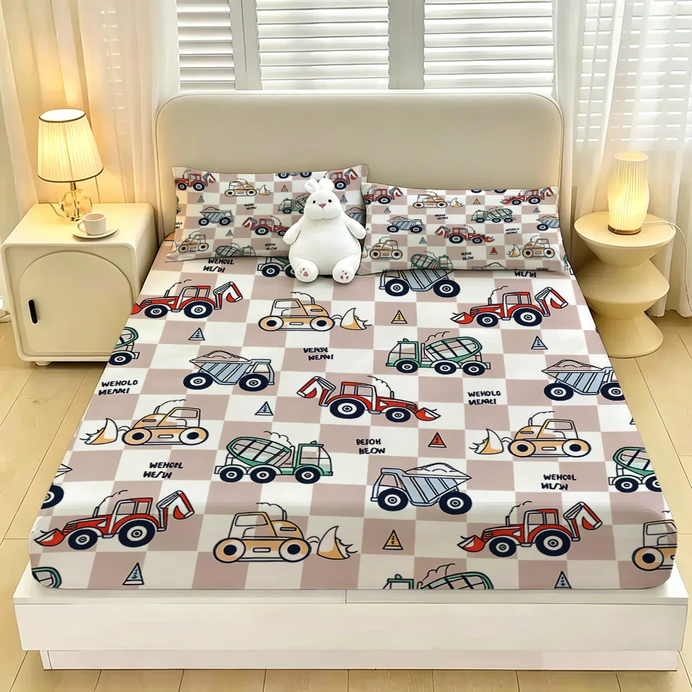 3pcs Cartoon Toy Car Printed Chipless Bed Sheet Set with Multiple Sizes Soft Bed Cover Bedroom Bedding Decorations Gifts view 5