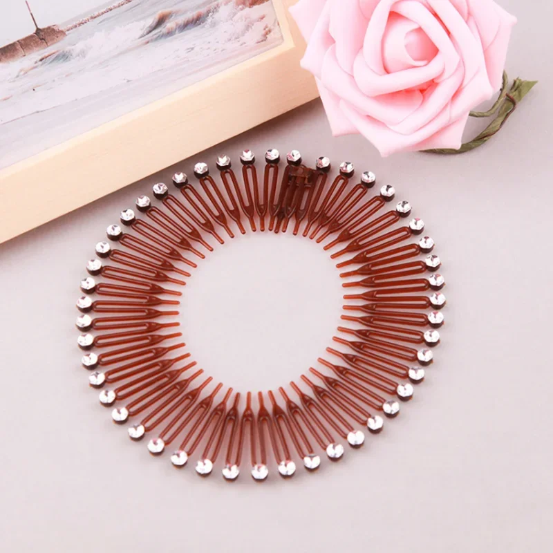 Stretch Flexible Comb Teeth Face Wash Fixed Headbands Hair Hoop Band Clips Hairband Fashion Hair Accessories Plastic Full Circle