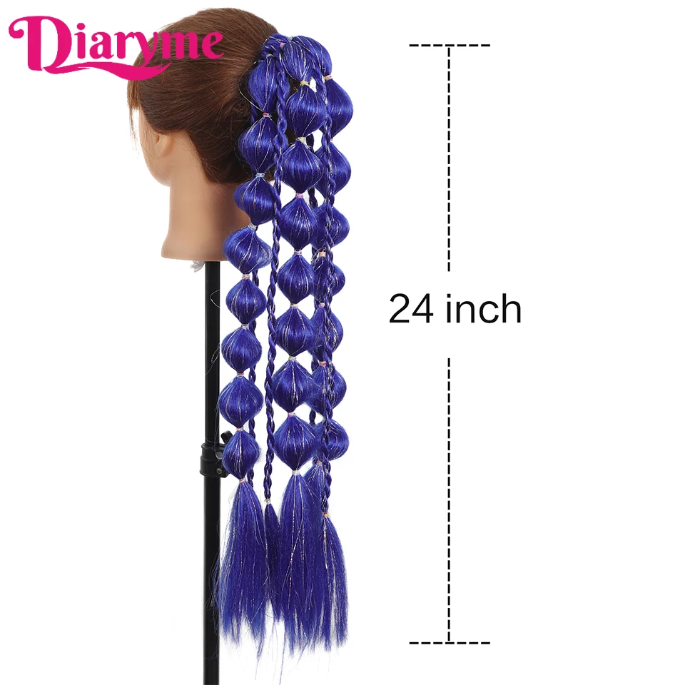 Corlorful Lantern Bubbles Jumbo Braids Ponytail Extension With Hair Tie Synthetic Kanekalon Twist Highlights Braid Hairpiece