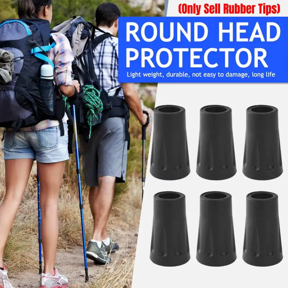 6pcs Non-Slip Rubber Tips for Trekking Poles Walking Stick End Protectors Shock Absorption Hiking Accessory(only sell Rubber Tip