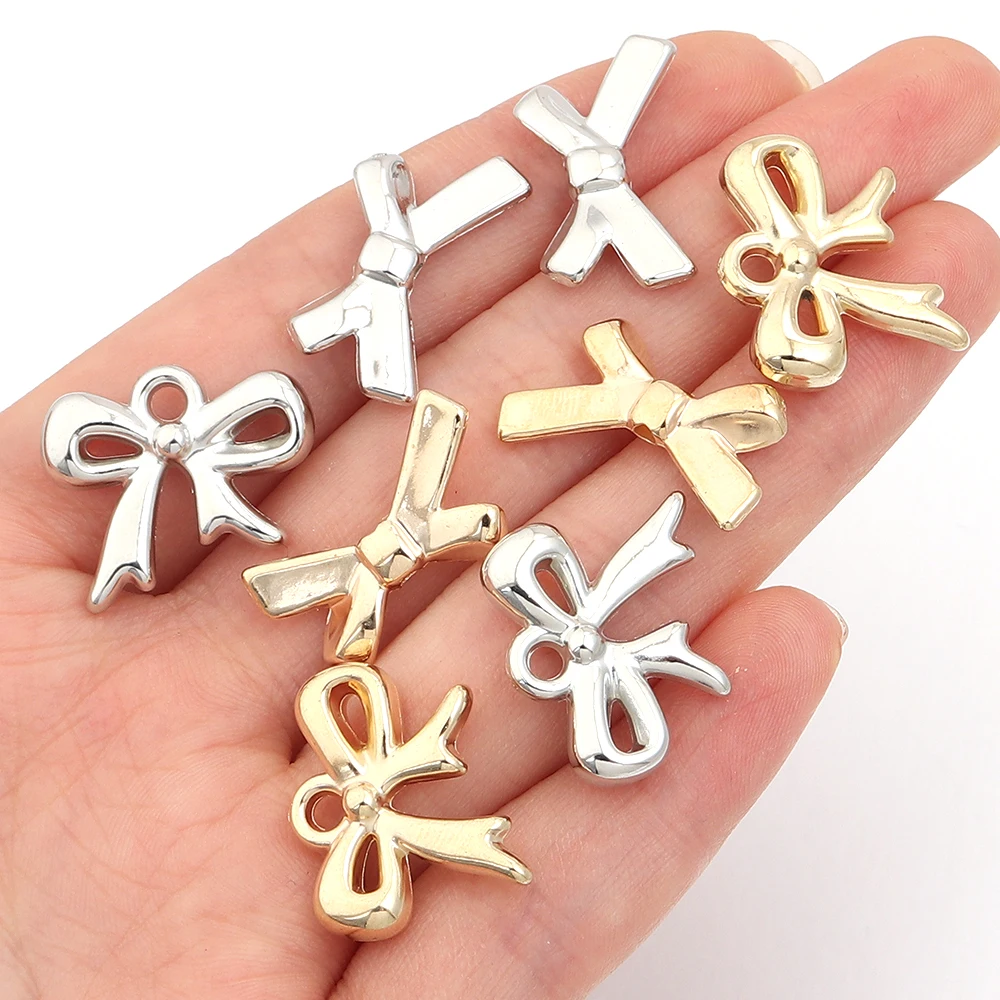 30pcs/lot Sweet CCB Bows Tie Charms Hanging Hole Bowknot Loose Beads For Jewelry Making DIY Necklace Bracelet Pendant