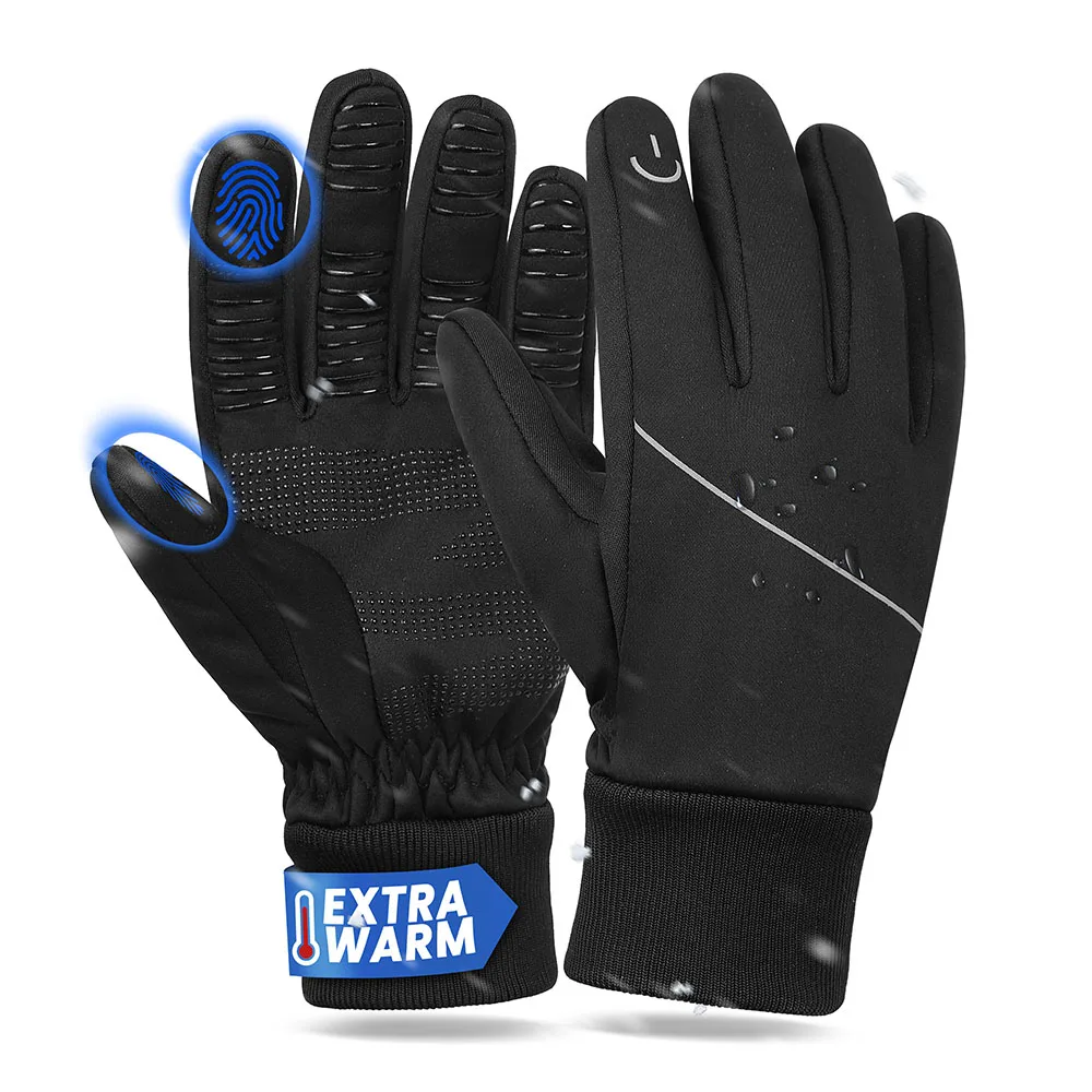 

MOREOK Windproof Winter Gloves Running Gloves Touchscreen Antislip Bike Cycling Gloves Warm Fleece Thermal Gloves for Men Women