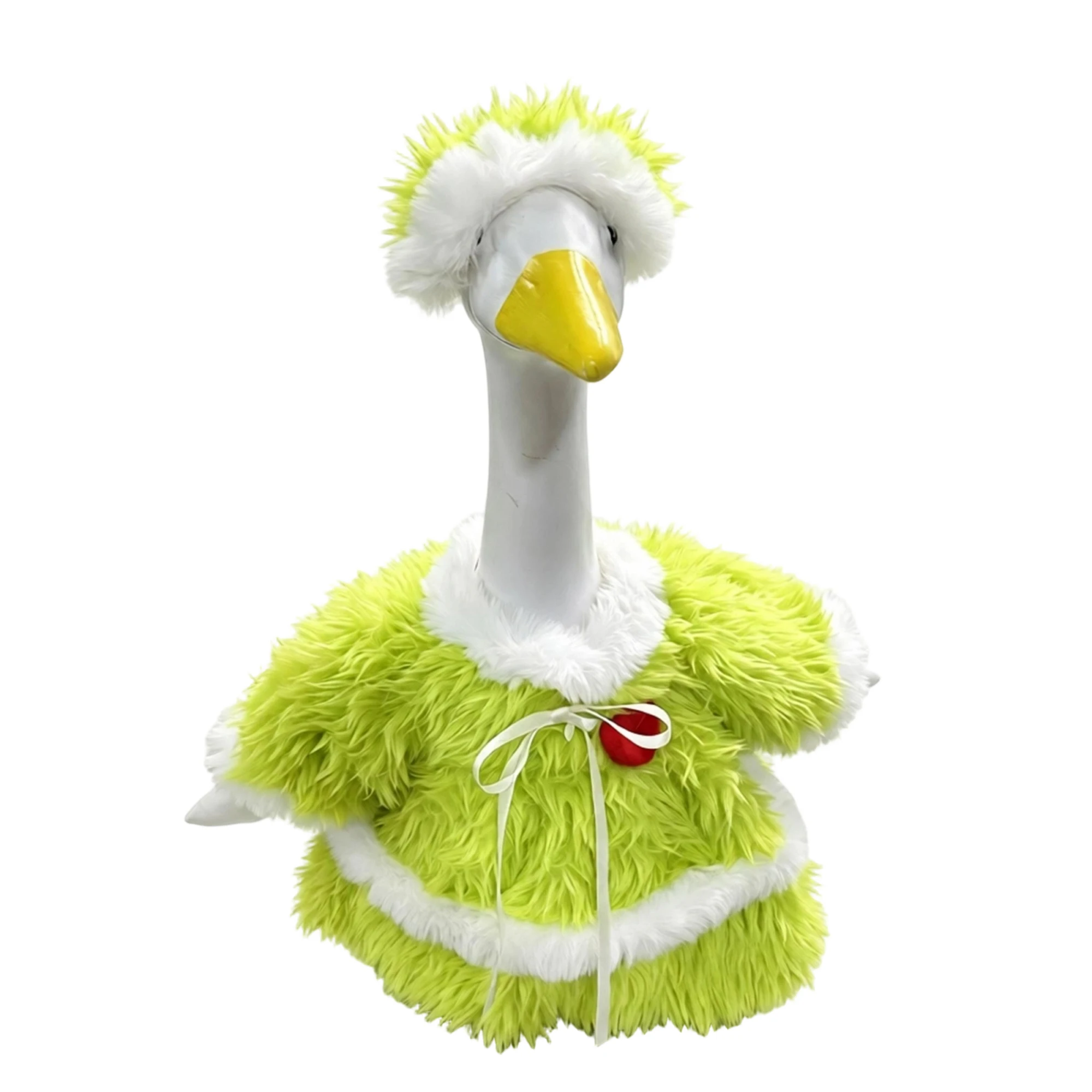 23-inch Porch Goose Christmas Outfits Plush Furry Dress and Hat 2 Pcs Set