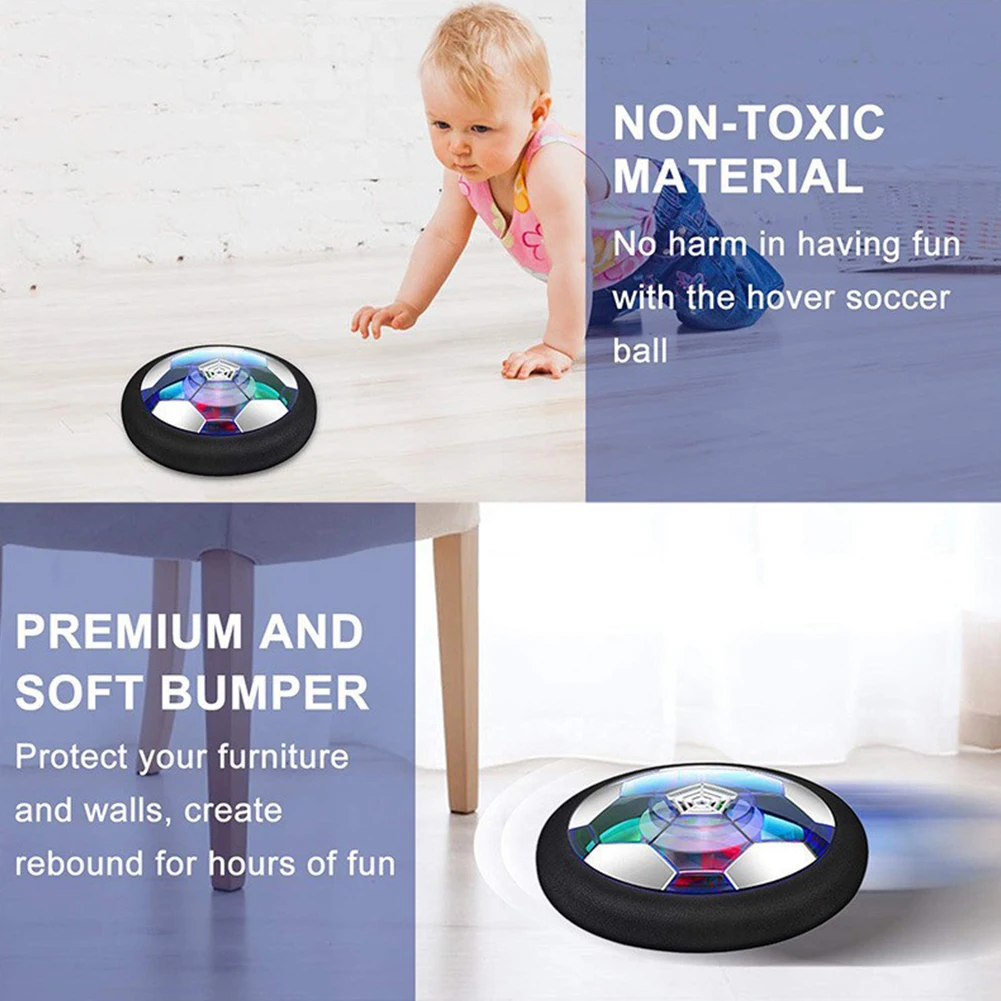 Hover Soccer Ball with LED Light and Foam Bumper Indoor Outdoor  Air Floating Soccer Ball Floating Soccer for Boys Girls