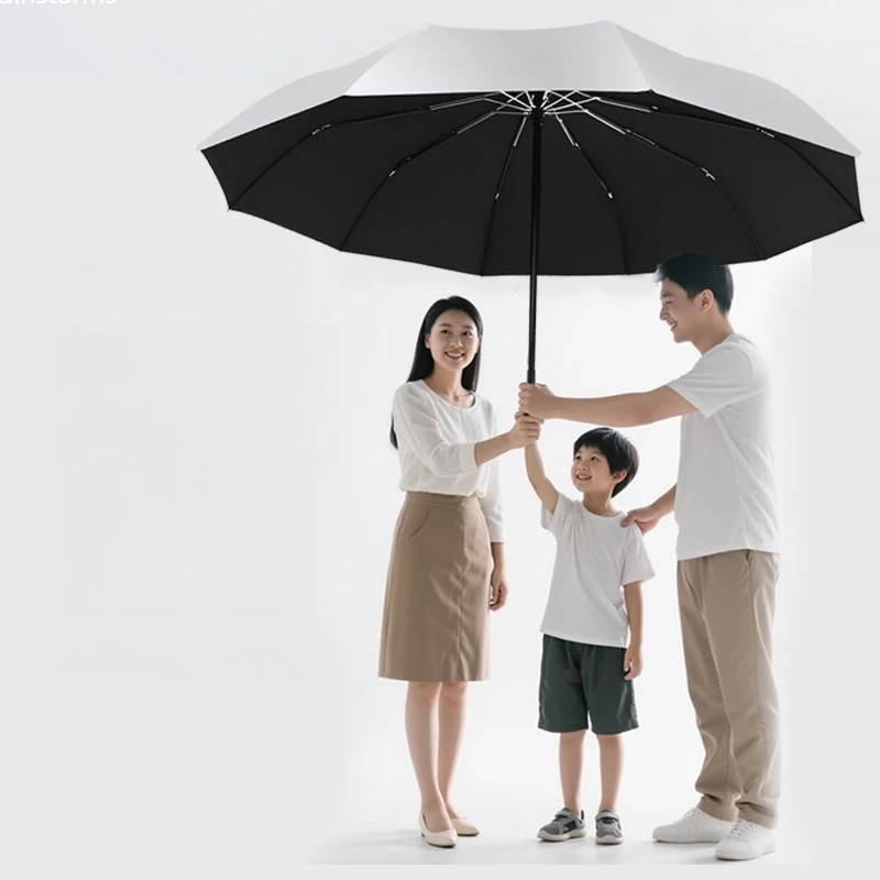 

Oversized Folding Sun Umbrella Black Glue UV Blocking Parasol Wind Resistant Double Layer Shade Umbrella for Travel
