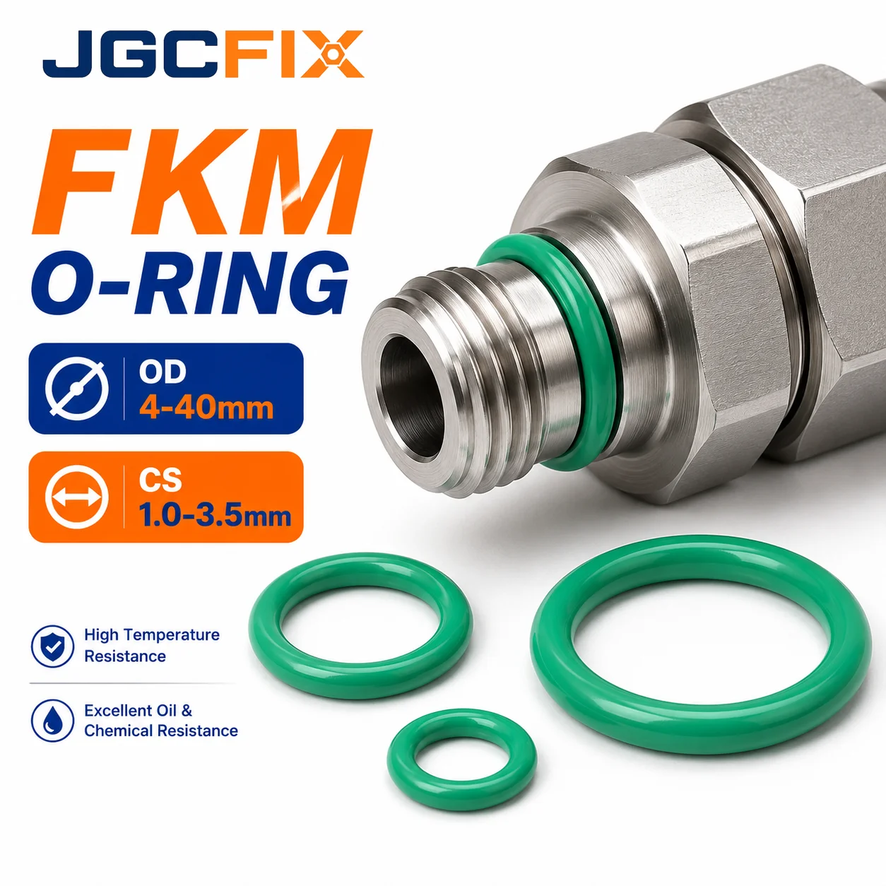 FKM O Ring Seal OD 4-40mm Green Fluorine Rubber Sealing Gasket Heat Oil Corrosion Resistant for Faucet Plumbing Automotive