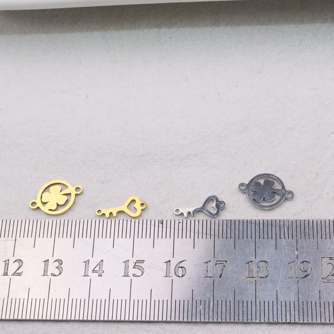 10pcs 10mm Stainless Steel Lovely Polished Connector Bracelet Charms Pendant DIY Handcraft Waterproof Antiallergic Vacuum Plate