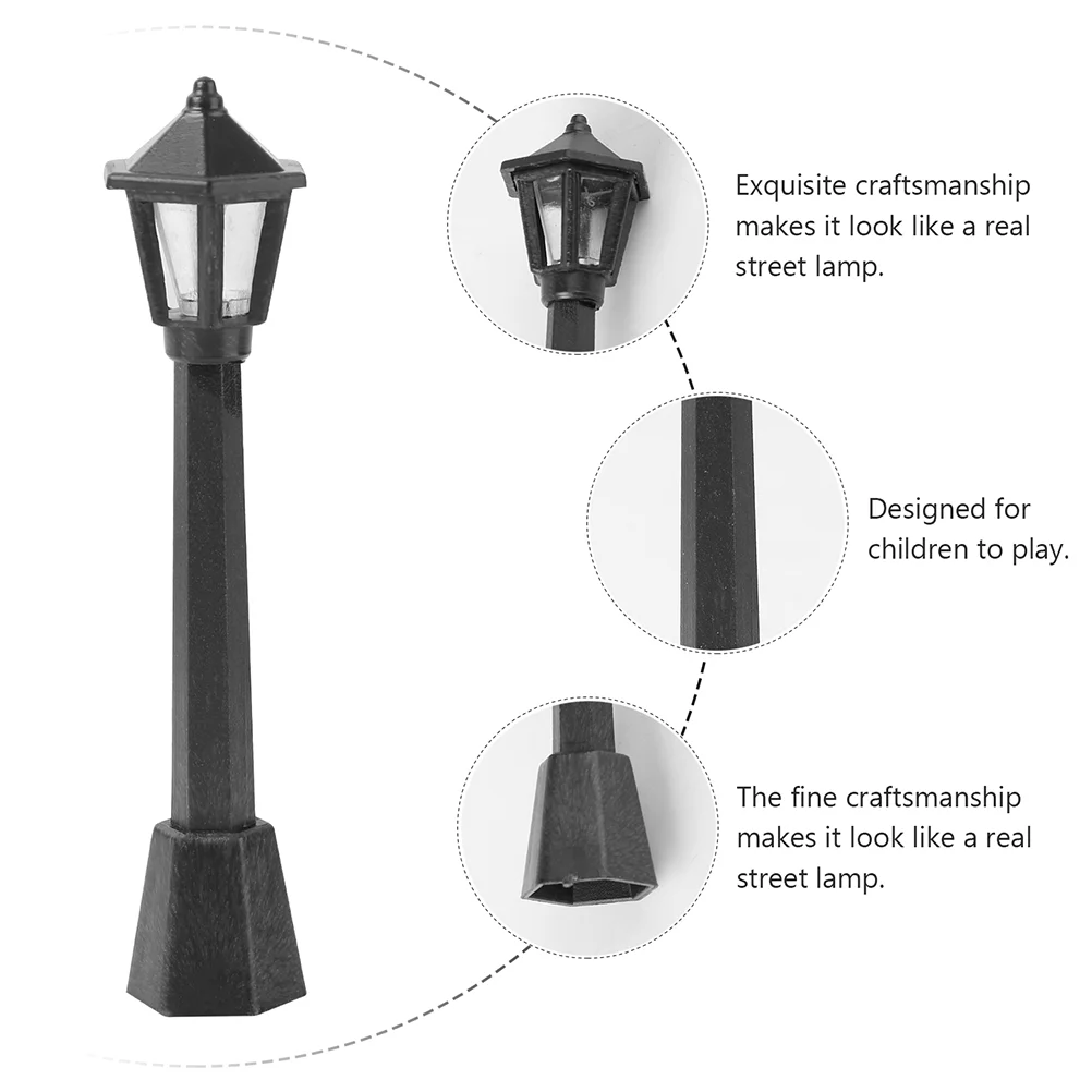 5-delige straatlantaarn micro landschap ornament miniatuur lamp simulatiemodel zwarte lichten huis post decor