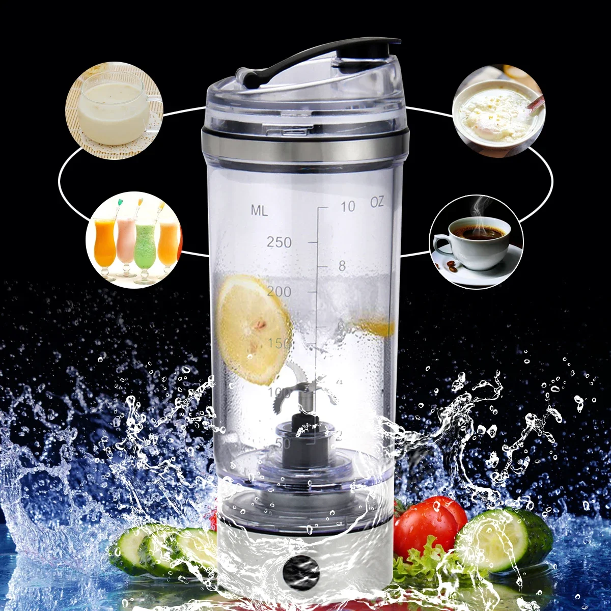 250ML elektryczny mieszadło białkowe mieszadło USB Shake butelka kawa z mlekiem Blender czajnik Fitness Vortex Tornado inteligentny mikser 2020 nowy