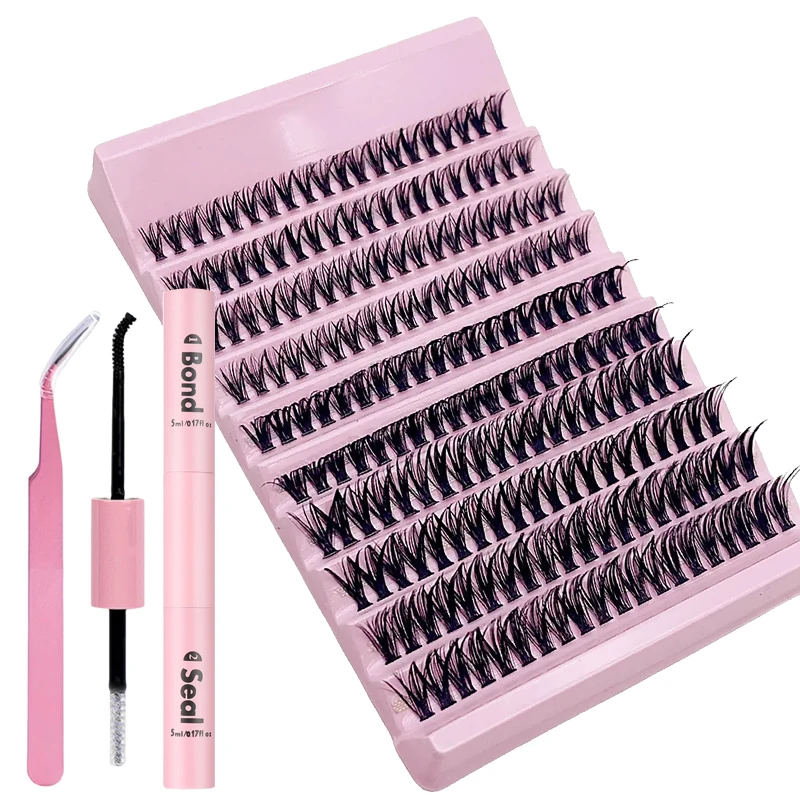 40D DIY Lash Extension Bond And Seal Kit 200pcs Clusters False Eyelashes individual 8-16mm mix eyelash Lashes Glue set makeup