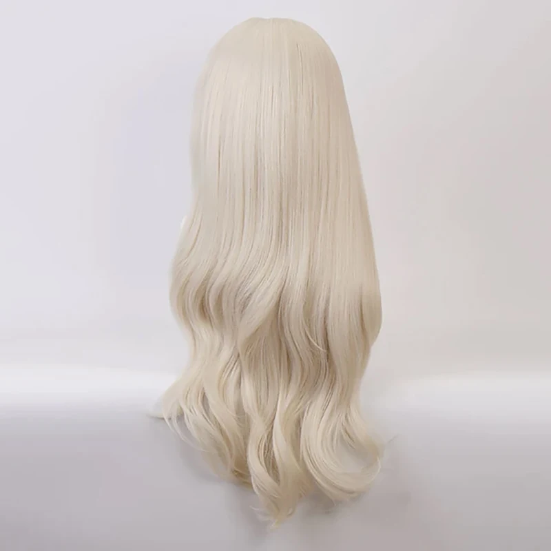 HAIRJOY-pelucas de Cosplay de Elsa para mujer, pelo sintético resistente al calor, largo y rizado, parte media, Rubio