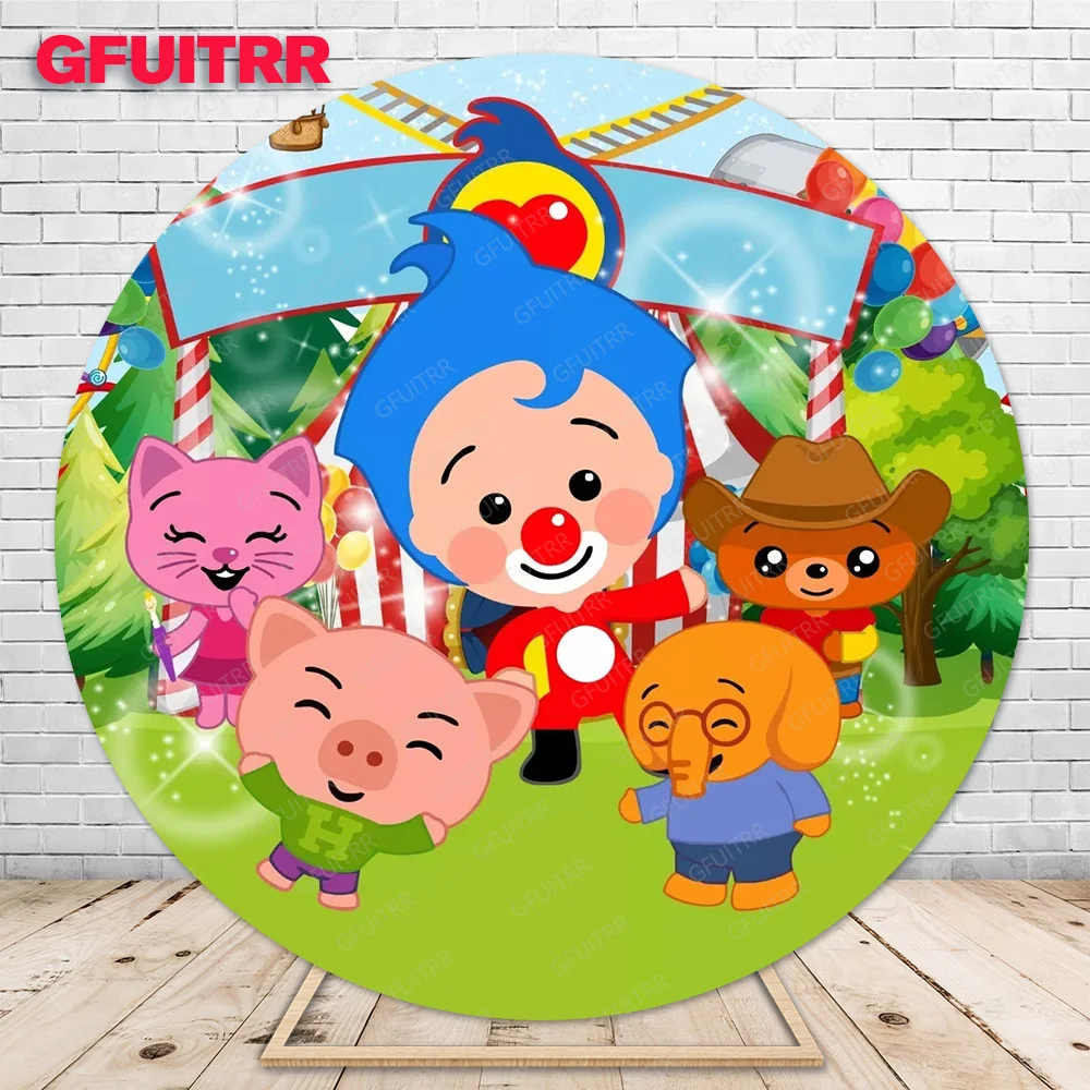 Gfuitrr Plim Plim Round Backdrop Kids Birthday Party Circle Photography Background Decoration Baby Shower Photo Booth Props