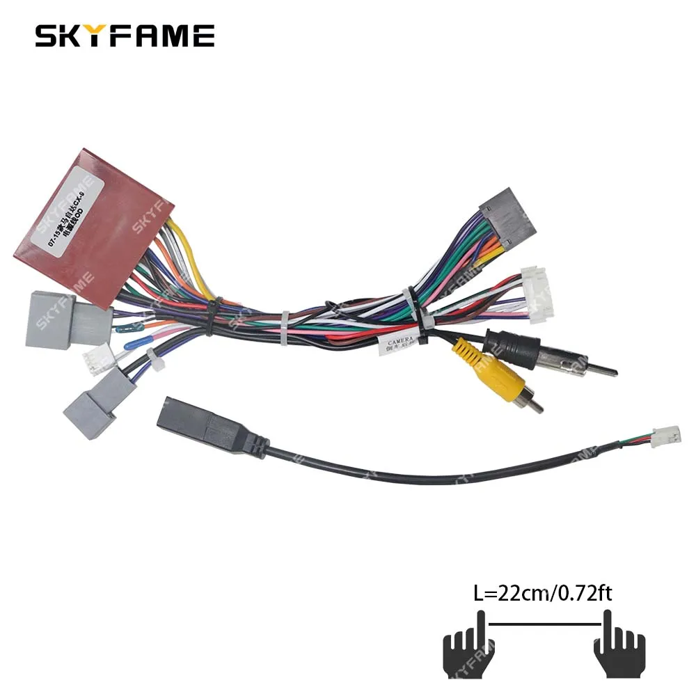 SKYFAME Car Android 16pin Wiring Harness Cable With Canbus Box Adapter Decoder For Mazda CX-7 CX-9 CX7 CX9 OD-MZD-09