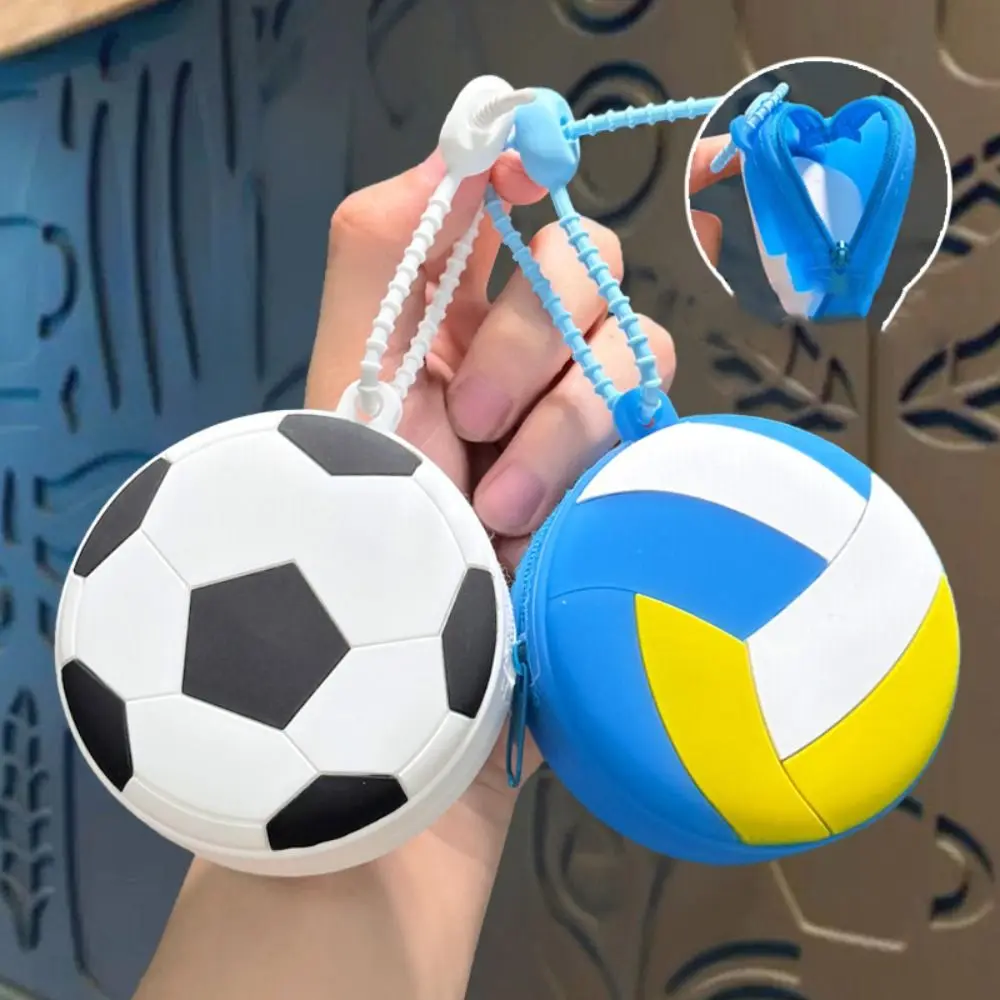 New Creative Sporty Ball Shaped Coin Purse Mini Cartoon Tennis Earphone Bag Waterproof Silicone Ball Shaped Pouch