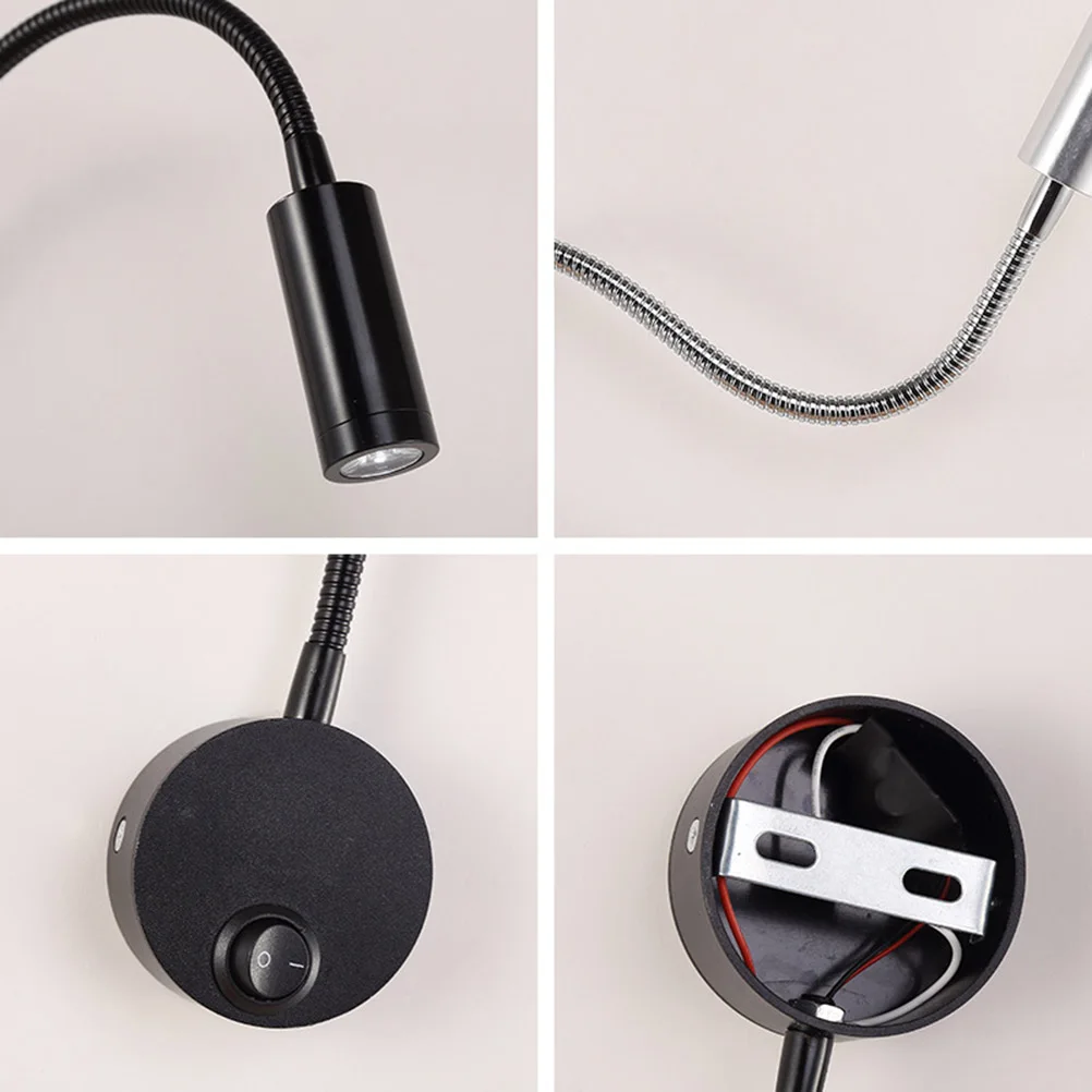 

Bedroom Reading Lamp 3W Led Work Light Gooseneck Desk Lamp Wall Mounted Flexible Hose Bright Low Power Consumption Home Office