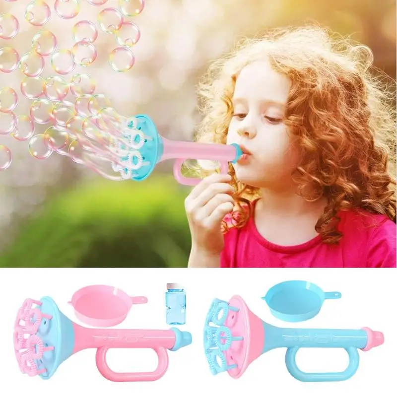 Bubble Blower Toy with Tray and Solution Bubble Blowing Tools for Indoor and Outdoor Games Funny Interactive Toy for Kids Family