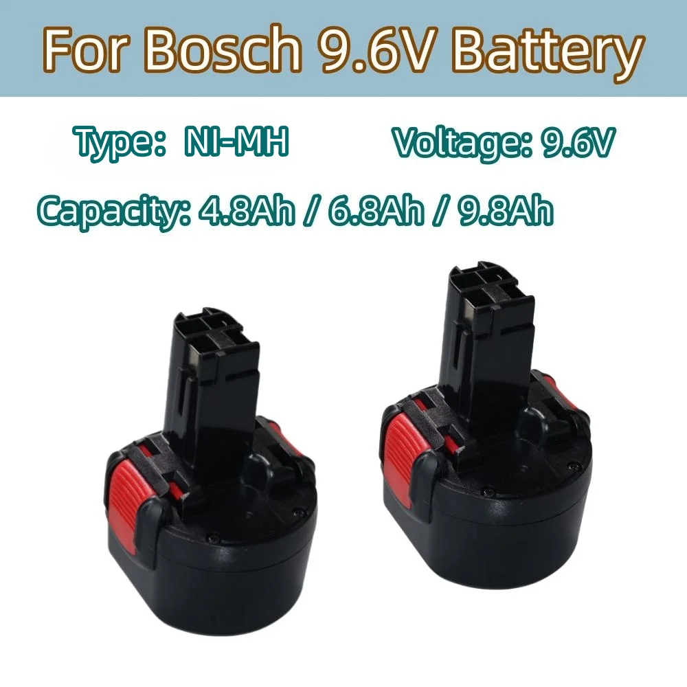 For Bosch 9.6V 4800/6800/9800mAh Ni-MH  Rechargeable Battery for PSR 960 BH984 BAT048 BAT119 L50