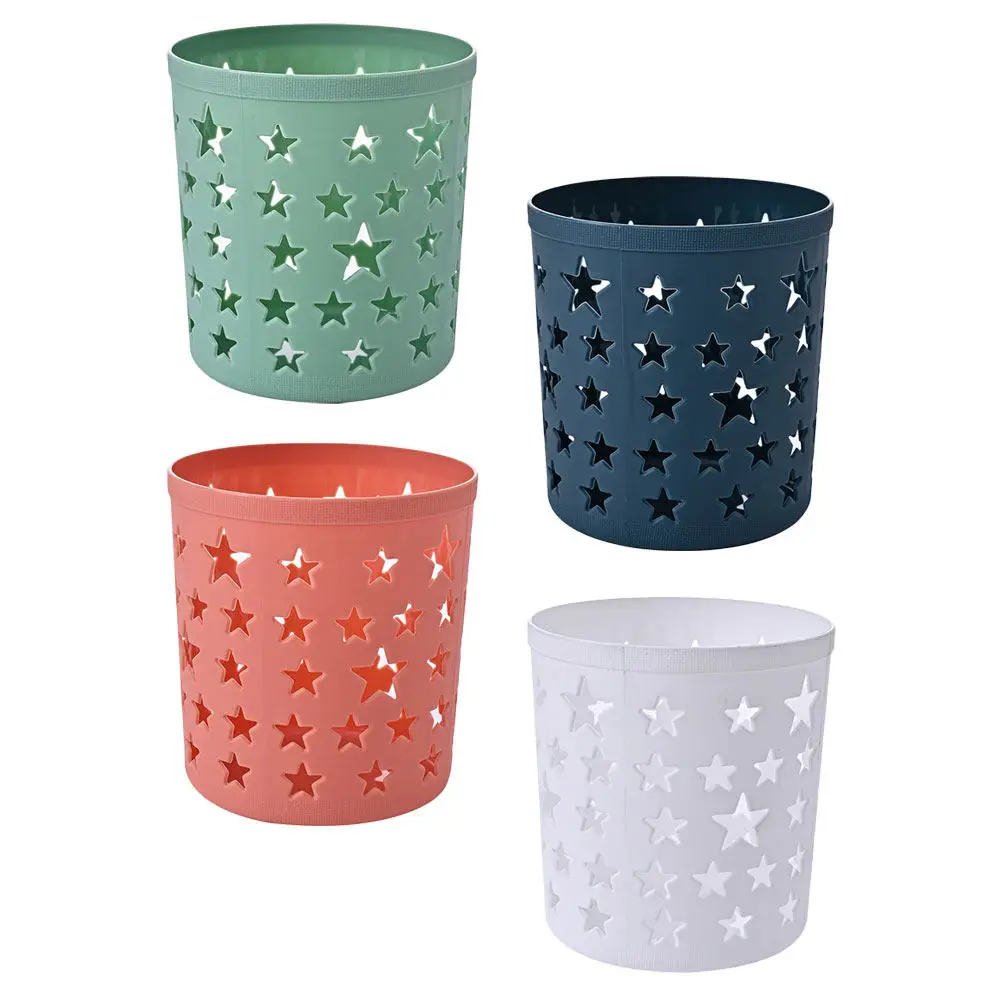 

4Pcs Premium PP Desktop Storage Boxes Five-Pointed Star Hollowed Pen Holder Multi-Functional Organizer for Home Office