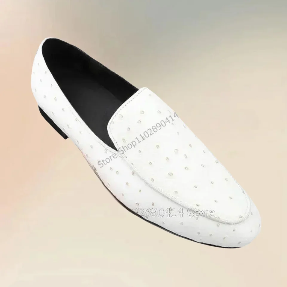 Schwarz Weiß Strauß Muster Männer Müßiggänger Mode Slip Auf Männer Casual Schuhe Luxuriöse Handgemachte Party Bankett Büro Männer Kleid Schuhe