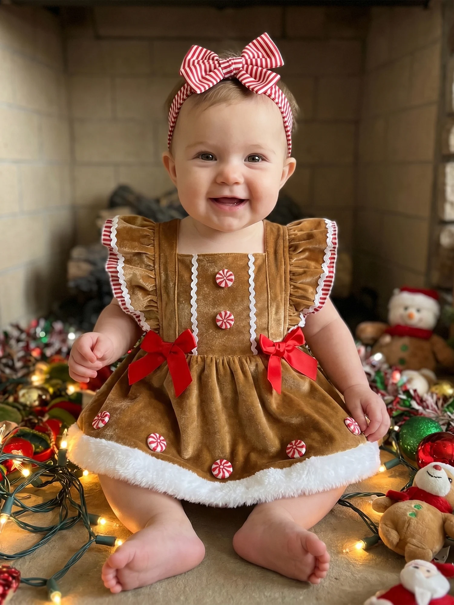 Gingerbread-Man-Fly For Casual Daily Girl Fly Sleeve Hairband For Casual Sleeve Overalls With Casual Daily