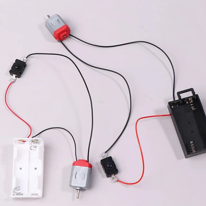 New Black White 130 Motor Kit With 2xAA Battery Storage Case And Switch 16500 RPM Mini DIY Electronic Motor Circuit Models Kit