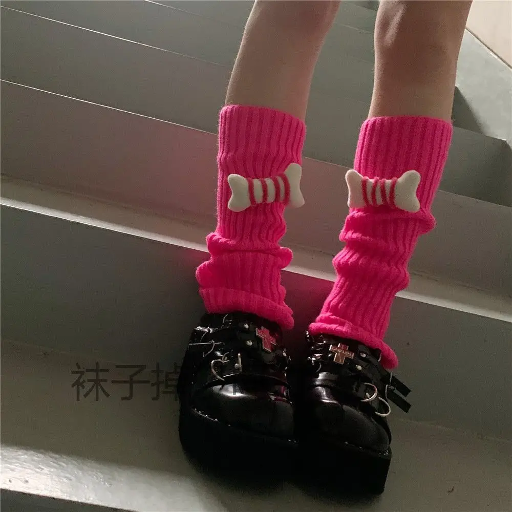 Kawaii Stone Knitting Warmers for Women and Girls Japanese Warm Socks Footless Boho Winter Luxury Christmas Gift Leg Y2k 2023