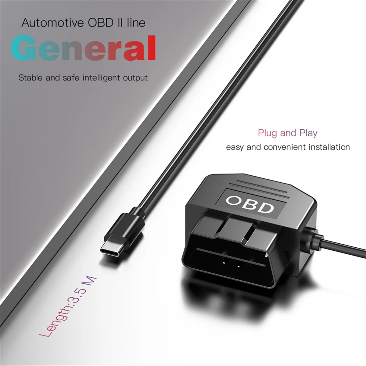 New Dash Cam OBD Hardwire Kit, Dash Camera USB Type C Hardwire Kit with OBD Power Cable for Dashcam 12-24V to 5V/3A