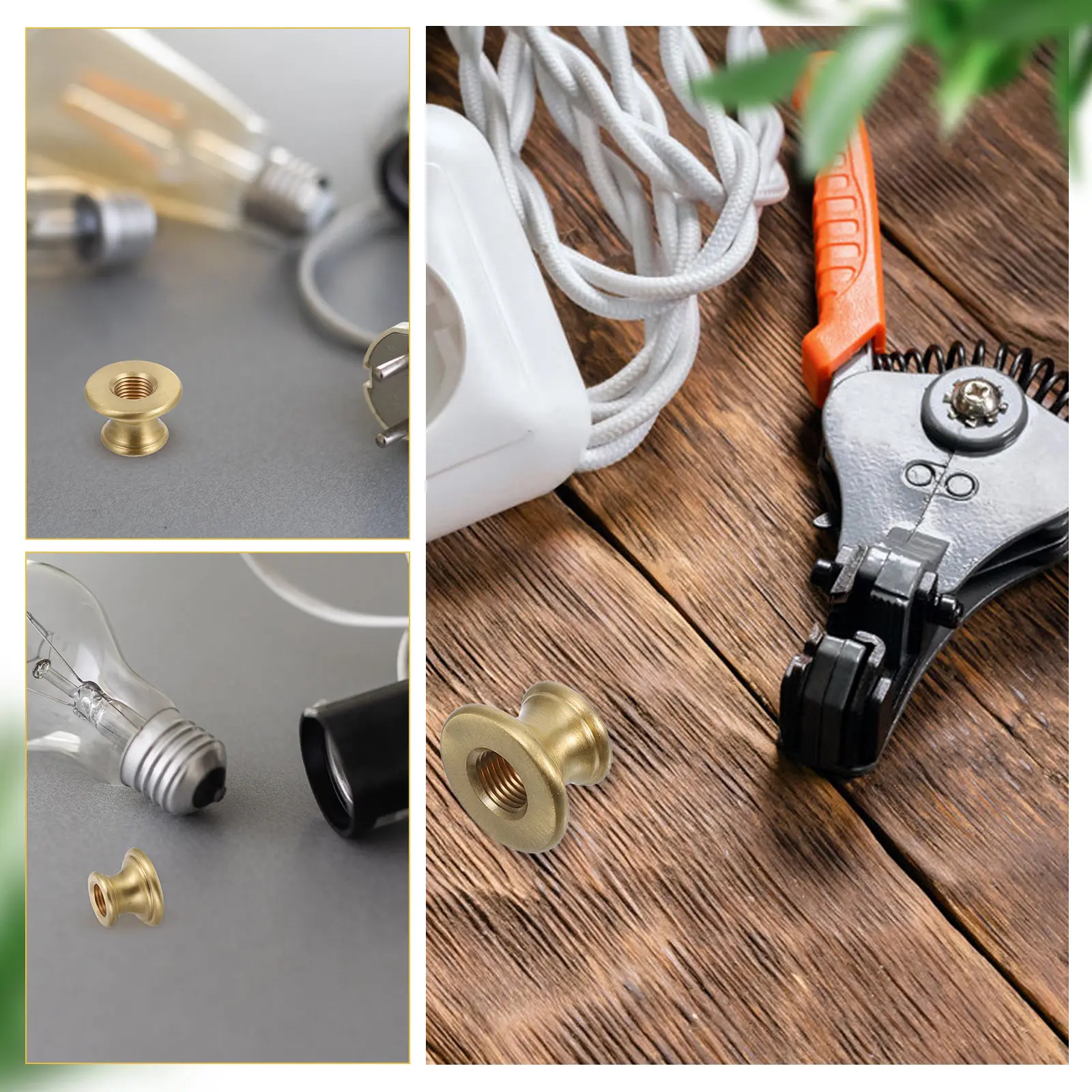 4Pcs Lamp Coupling Parts M10 Solid Brass Threaded Connector for Table Lamps Lamp Repair Supplies Light Fixture Parts