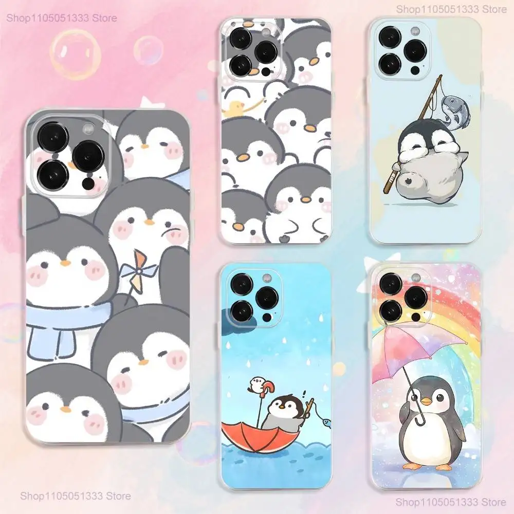 

Penguin Kawaii Cute Phone Case For iPhone 17,16,15,14,13,12,11 Pro,Max,Plus,X,XS,XR,SE4,E Mini Transparent Soft Cover
