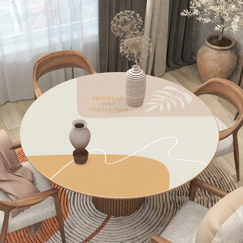 Round Table Mat Simple Solid Color PU Leather Anti-scratch Wear-resistant Waterproof and Oil-proof Home Decoration Table Mats