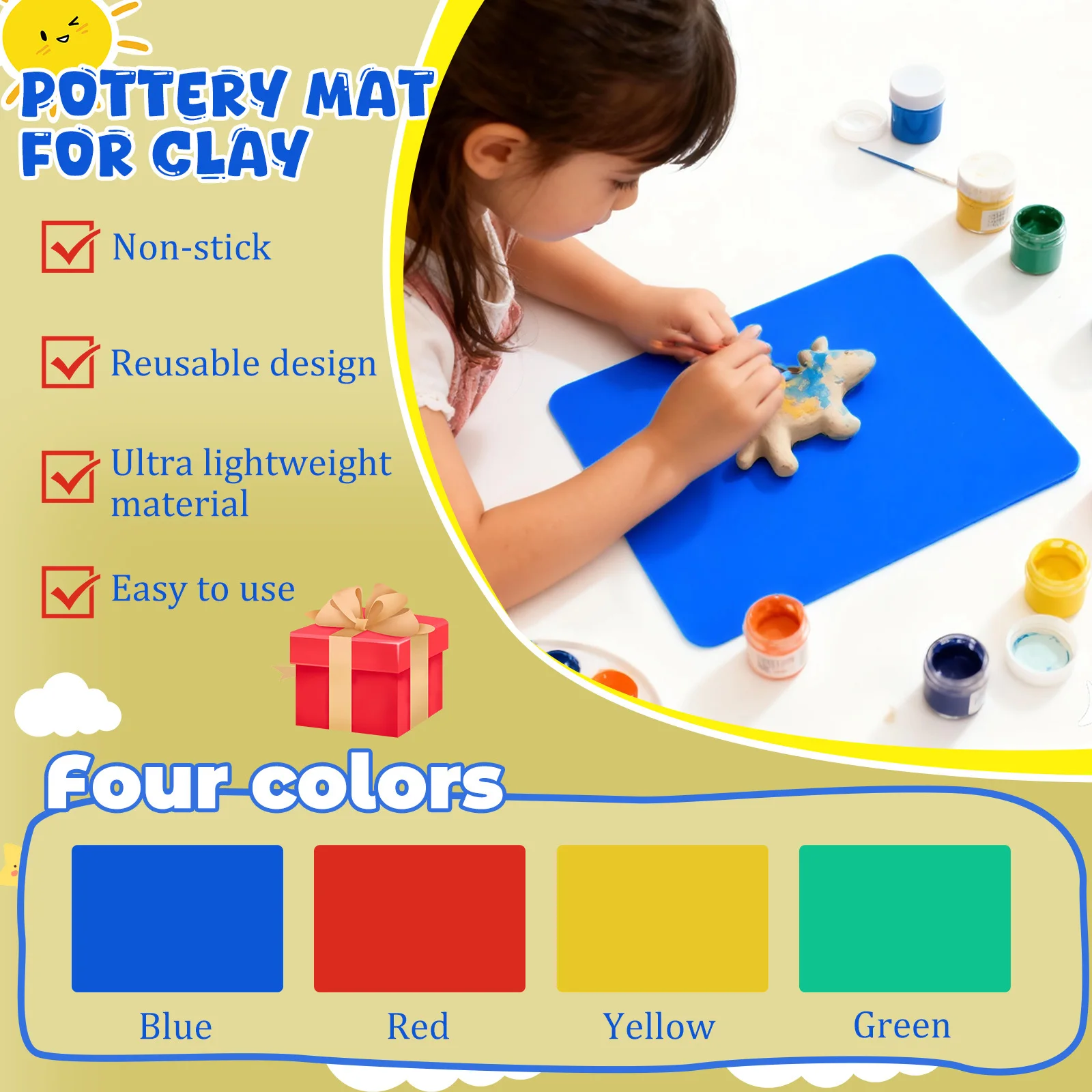 Tappetini in argilla da 8 pezzi per bambini Tagliere in argilla polimerica Tappetino per artigianato fai-da-te Set di attività creative