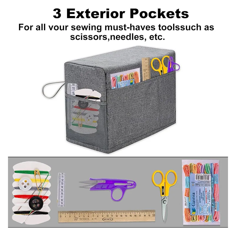 غطاء ماكينة الخياطة العالمي مع جيب تخزين ومقابض جانبية غطاء غبار واقٍ لمعظم ماكينات الخياطة القياسية #6