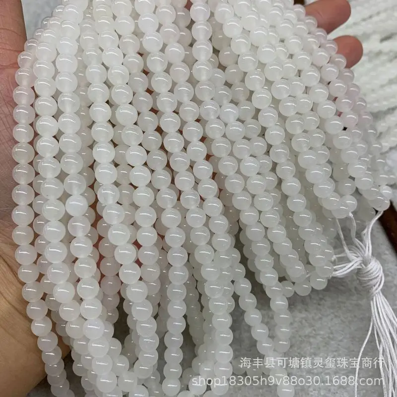 Hetian White Jade 6Mm 108 Buddha Multi-Loop Round Bead Bracelet Accessories Loose Beads