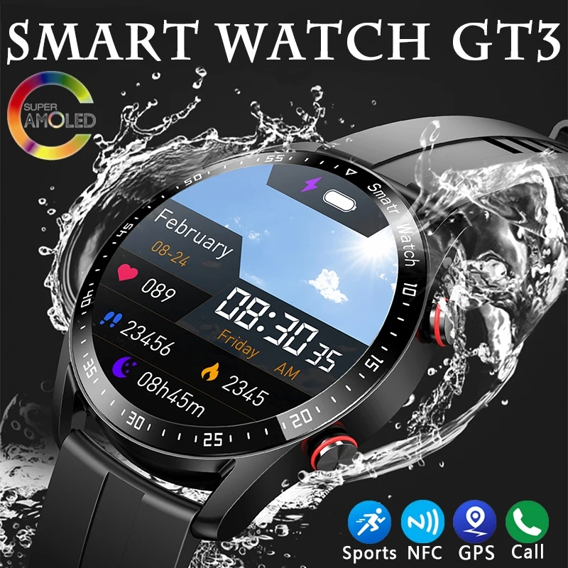 

GT Новая серия Смарт-часы Мужчины NFC GPS Спортивные водонепроницаемые часы 1,53-дюймовый мониторинг здоровья Смарт-часы с пульсометром Android ios