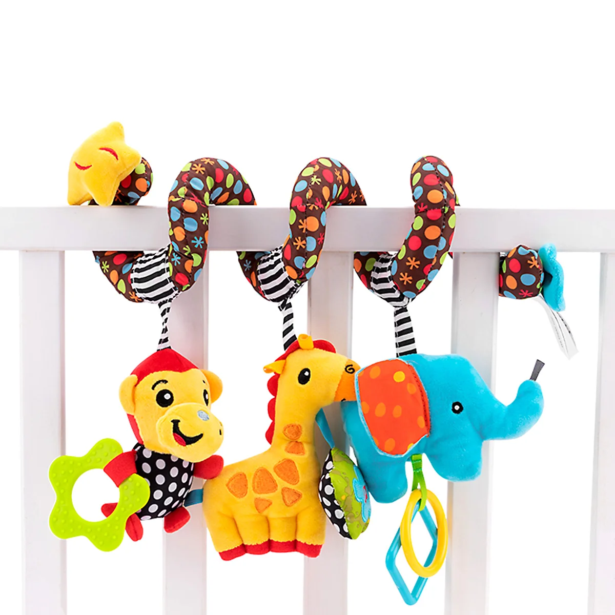 TOYMYTOY Baby Baby Activiteit Spiraal Bed & Wandelwagen Speelgoed Aap Olifant Educatief Knuffel (Willekeurig Patroon)