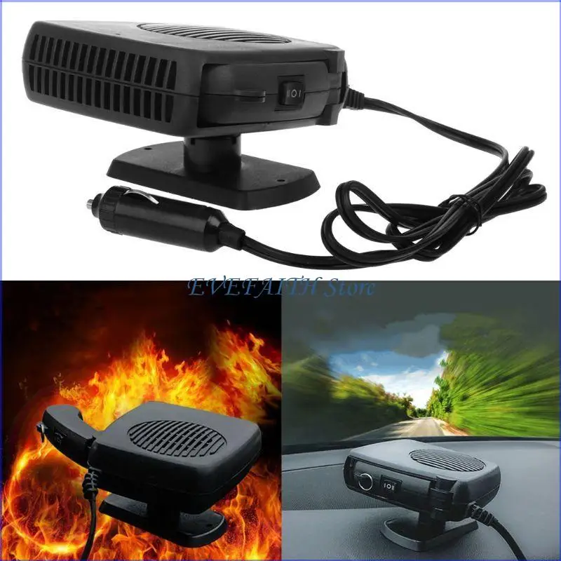 124B 2 In 1 Car Portable Ceramic Heating Cooling Heater Fan Defroster Demister for DC