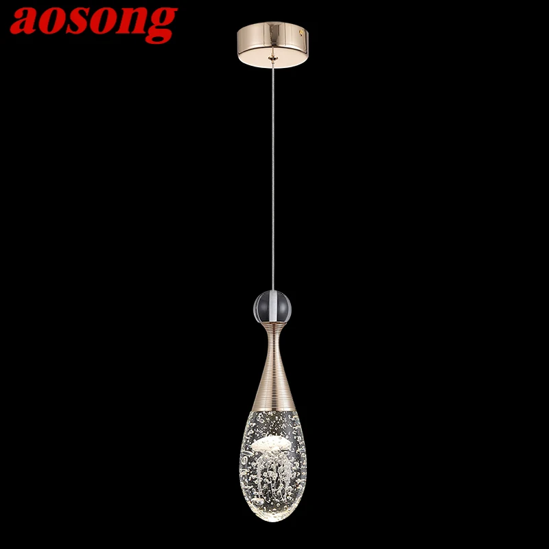 

AOSONG Modern Pendant Lamp Originality Handmade Jellyfish Crystal LED Chandelier Lighting for Bedroom Dining Room