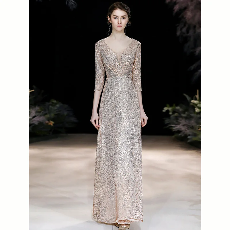 

N1125 Annual Party Evening Dresses for Women Gown Sequin Banquet Dress Sweet Memory Floor Length Special Occasion Dresses