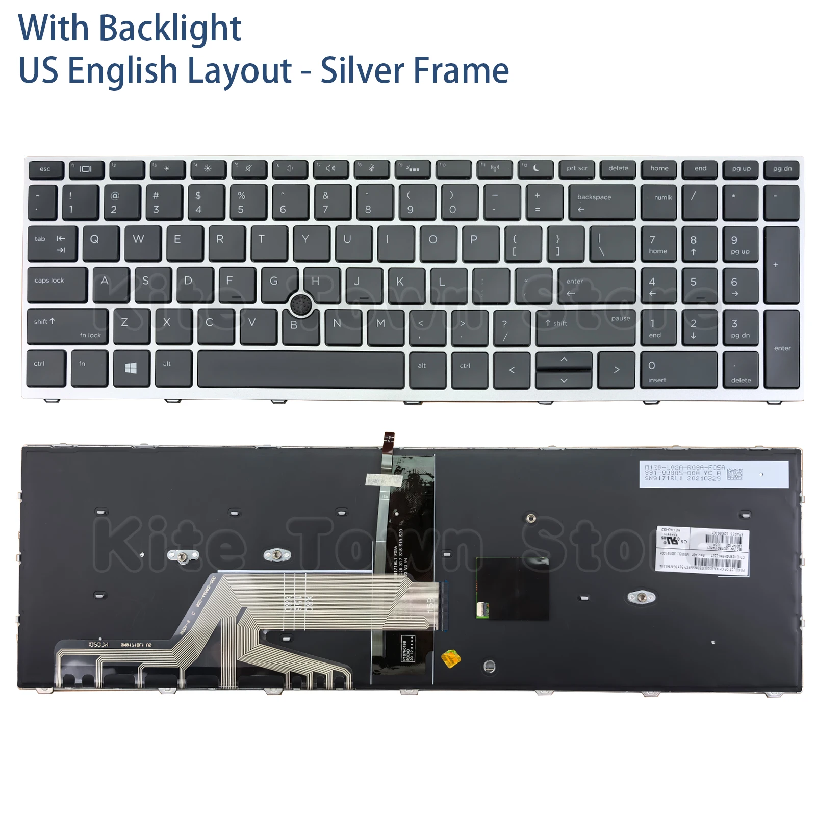 

New US Layout Laptop Keyboard Backlit for HP ProBook 650 G4 G5 655 G4 G5 Silver Frame With TrackPoint