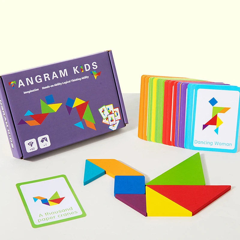 3D Houten Tangram Legpuzzels Bordspellen Kinderen Montessori Educatief Speelgoed Kinderen Kleuterschool Geometrische Vorm Leermiddel