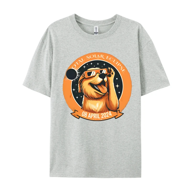 Dog Total Solar Eclipse 2024 Dog T-shirts Hip Hop Printed Tshirts 100% Cotton Men Simple Style Men Tees