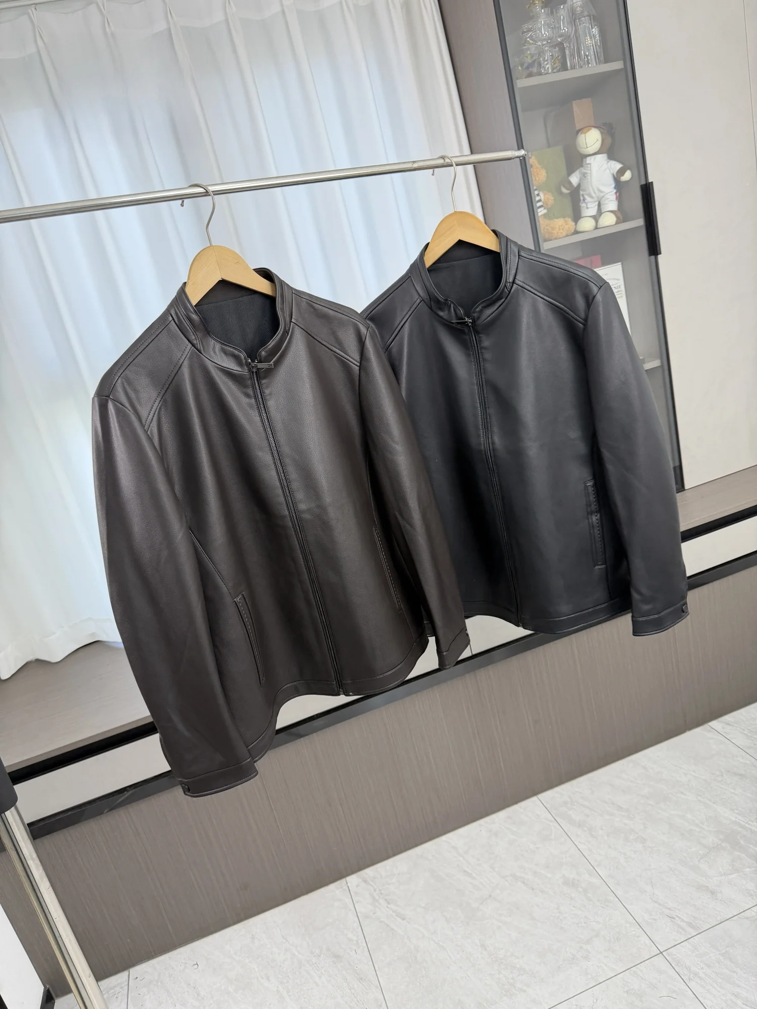 Soft Smooth Leather Jacket Men's Casual Stand Collar Autumn Winter Outerwear Comfortable Breathable Fashion Urban Style