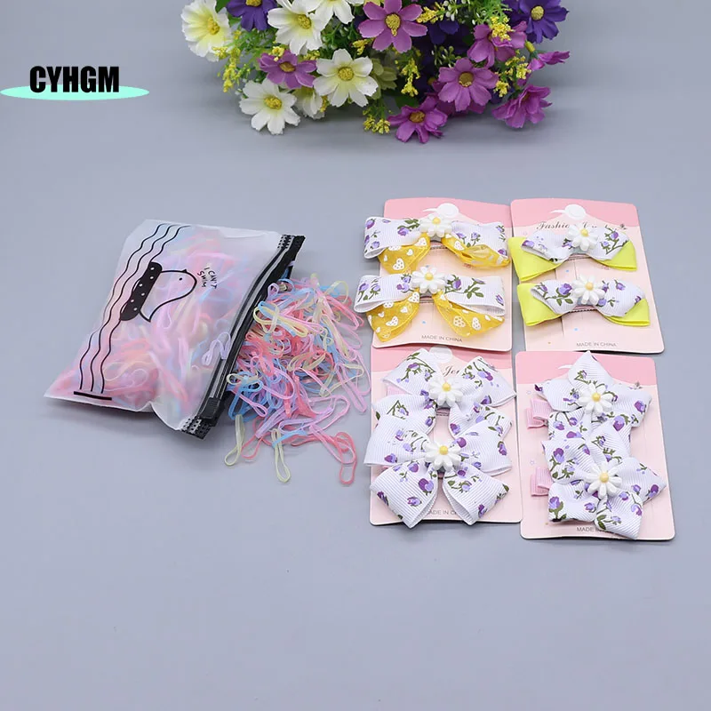 

New Fashion Customized hair ties set hair clip kawaii Elastic hair band girls hair rubber band hair accessories for women K01-1