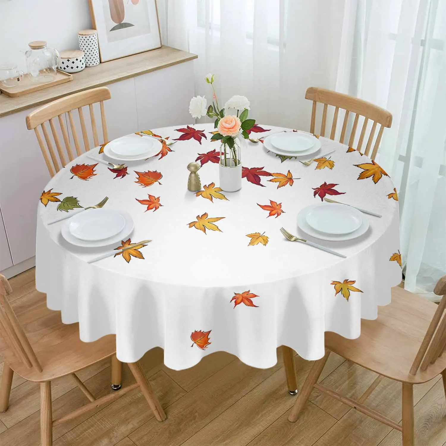 Leaves Maple Leaf Waterproof Tablecloth Wedding Holiday Table Cloth Dining Table Cover Tea Table Cloth