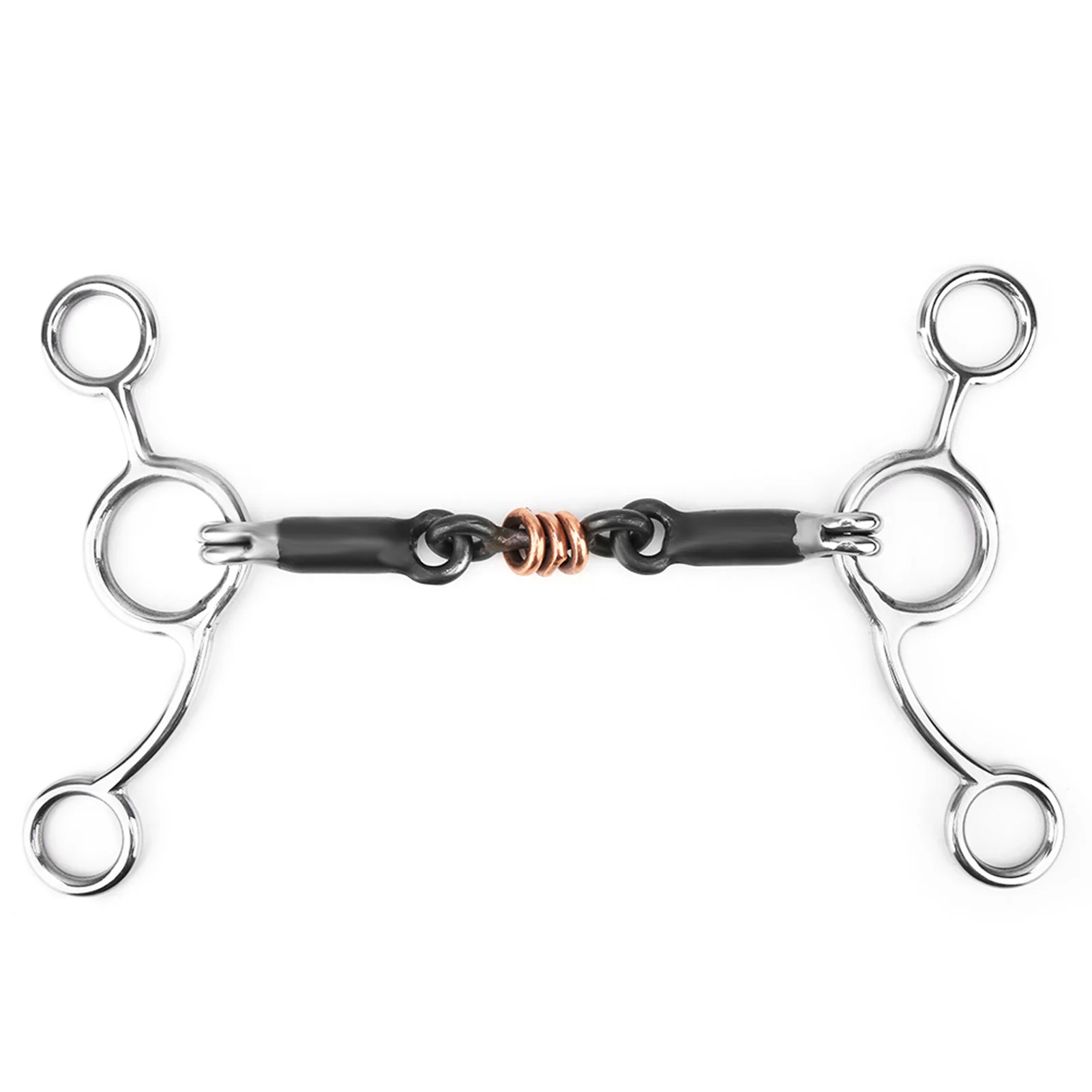 Equestrian Loose  Full Cheek Gag Gag  Snaffle Bits Horse Chew Horse Chew Stainless Steel Gag Bit With Black Steel Mouth