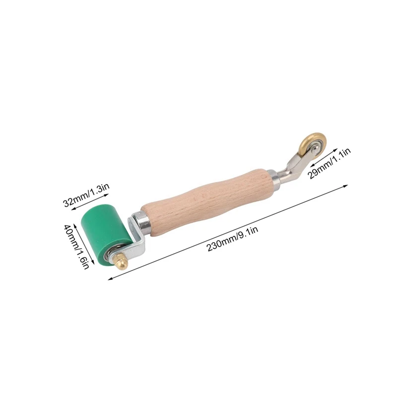 Rodillo de costura de rodillo de papel tapiz de 40Mm, rodillo de costura de silicona con mango de madera, rueda de latón de doble uso para soldadura de PVC