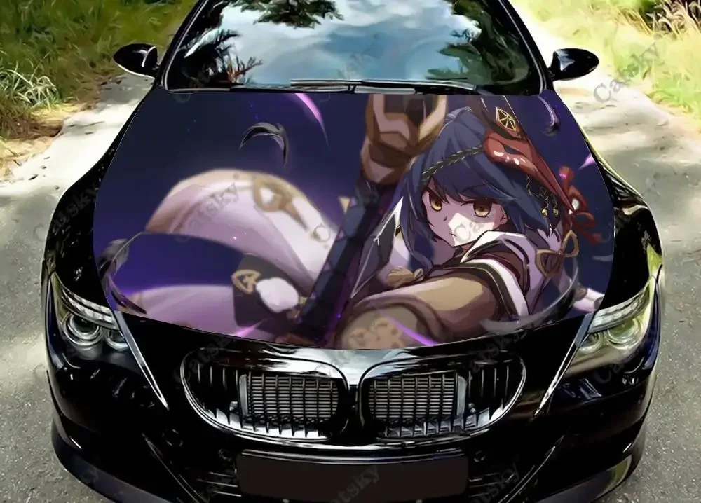 

Kujou Sara Genshin Impact автомобильный капот, цветная виниловая наклейка, наклейка для грузовика, графический капот, наклейки для украшения автомобиля на заказ